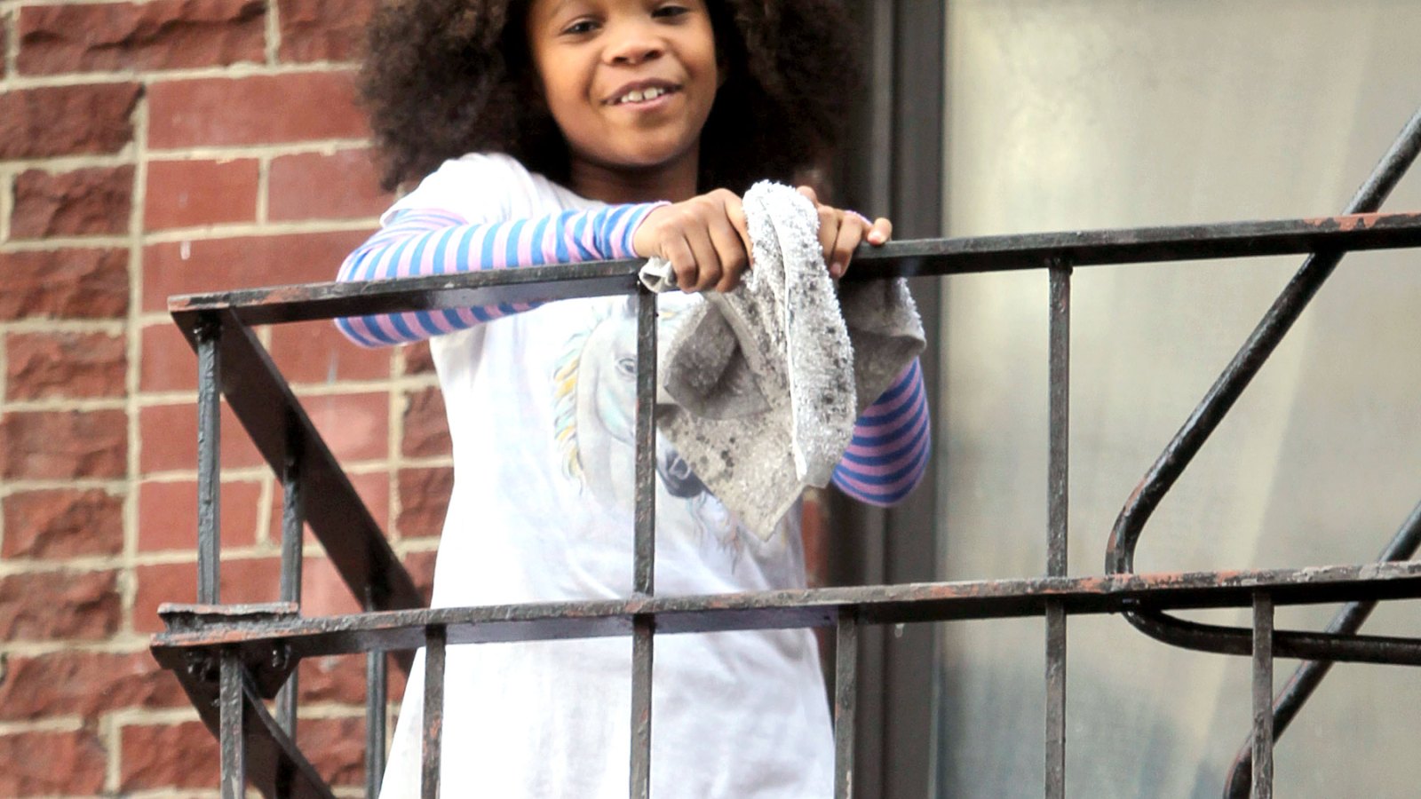 Quvenzhane Wallis on the set of "Annie" on Nov. 16, 2013 in NYC