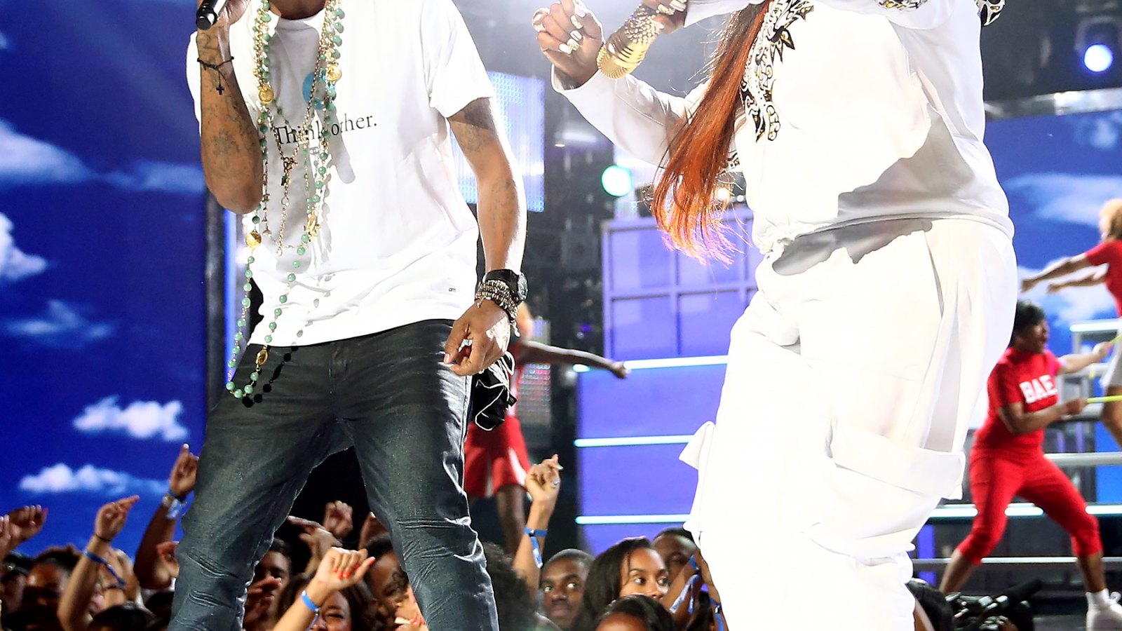 Pharrell Williams and Missy Elliott perform during the BET Awards