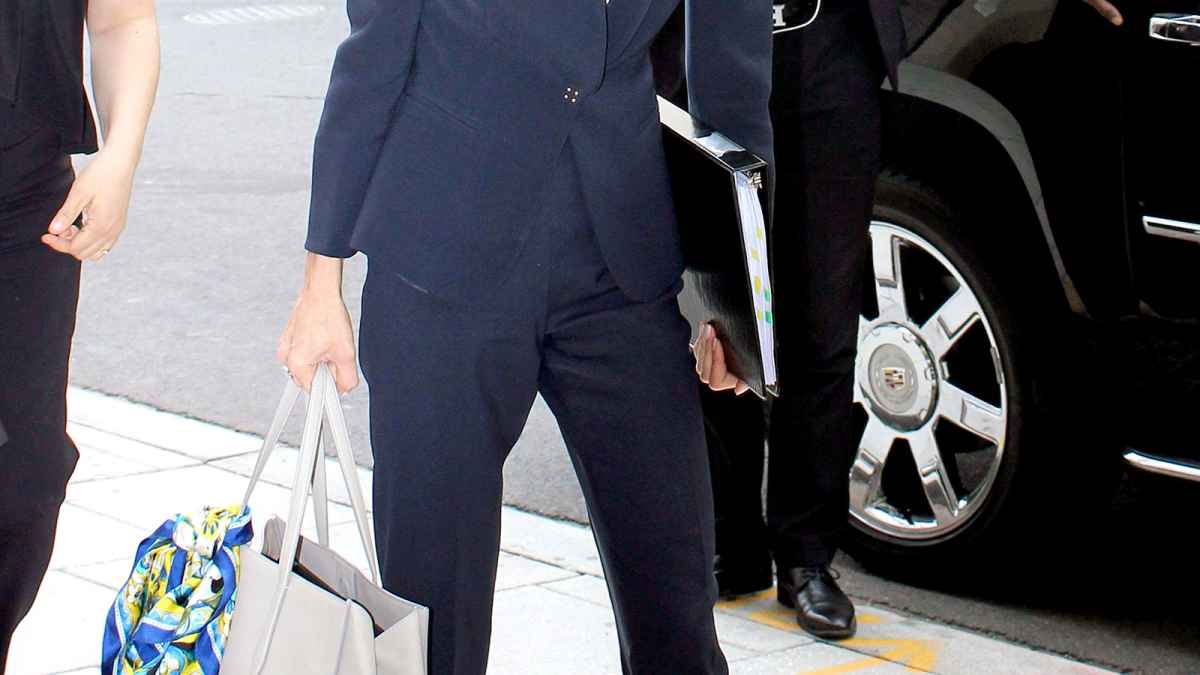 Amal Alamuddin leaving Washington, DC's National Press Club.