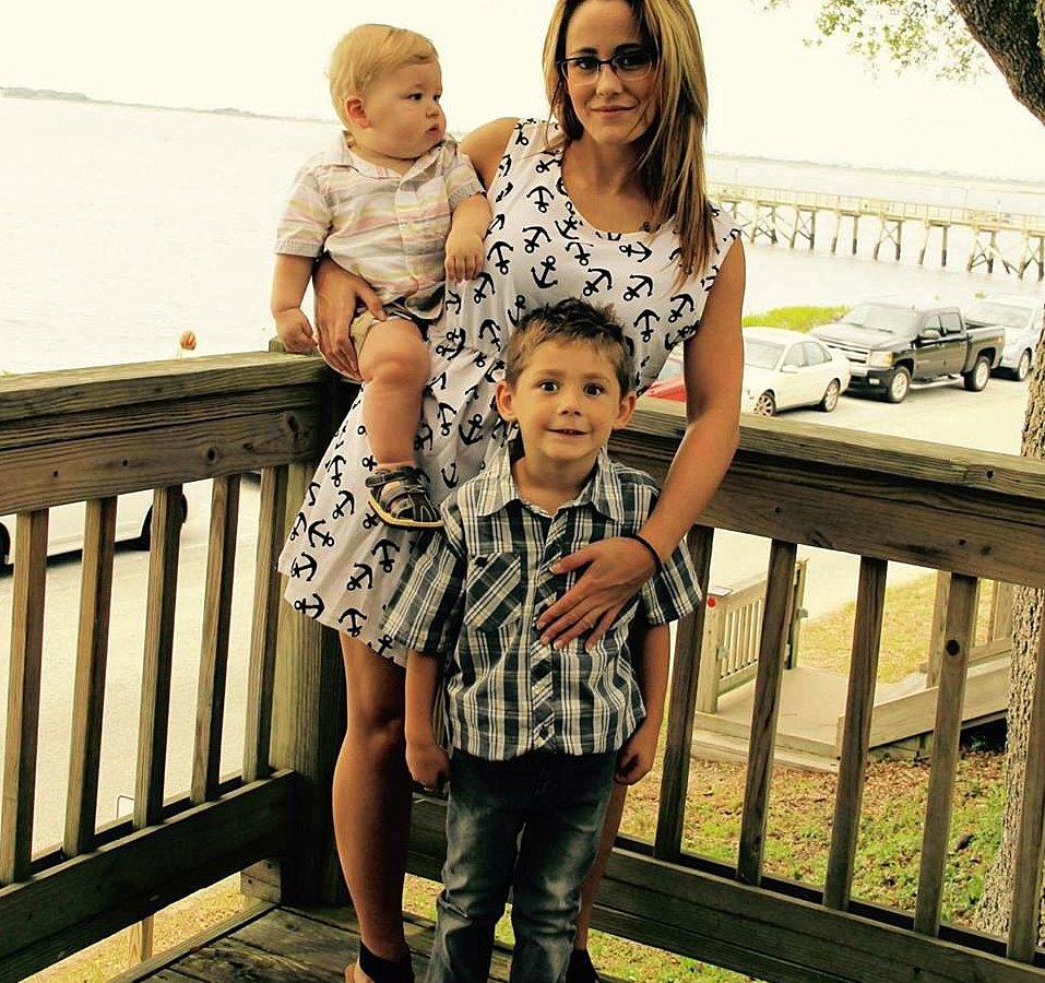 Jenelle Evans with Jace, who graduated kindergarten, and Kaiser