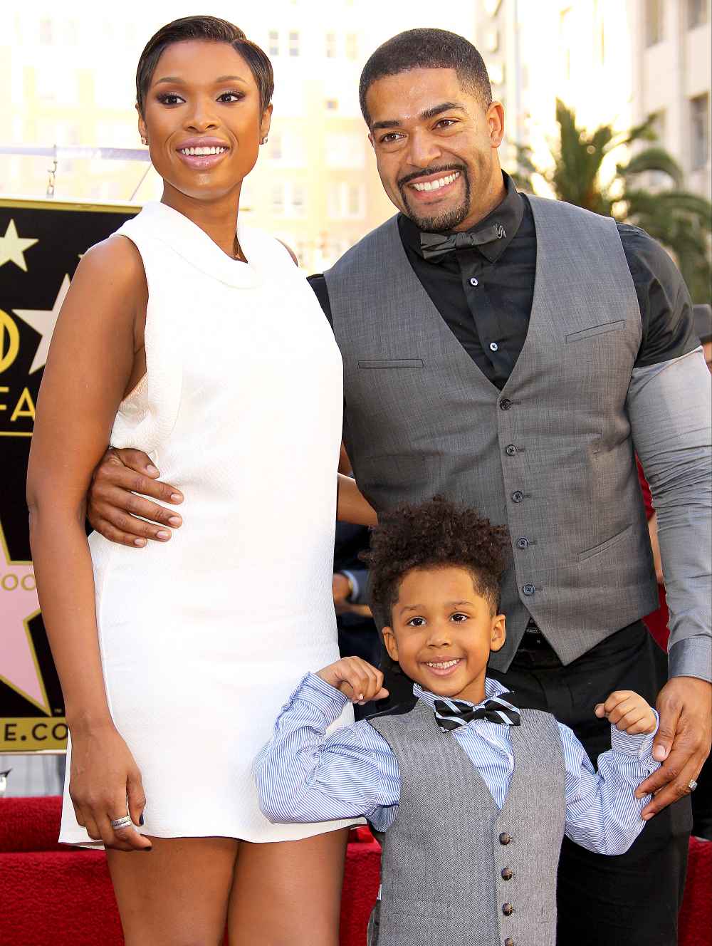 Jennifer Hudson and David Otunga with their son David Daniel Otunga Jr. as she is honored with a Star on The Hollywood Walk of Fame on November 13, 2013 in Hollywood, California.