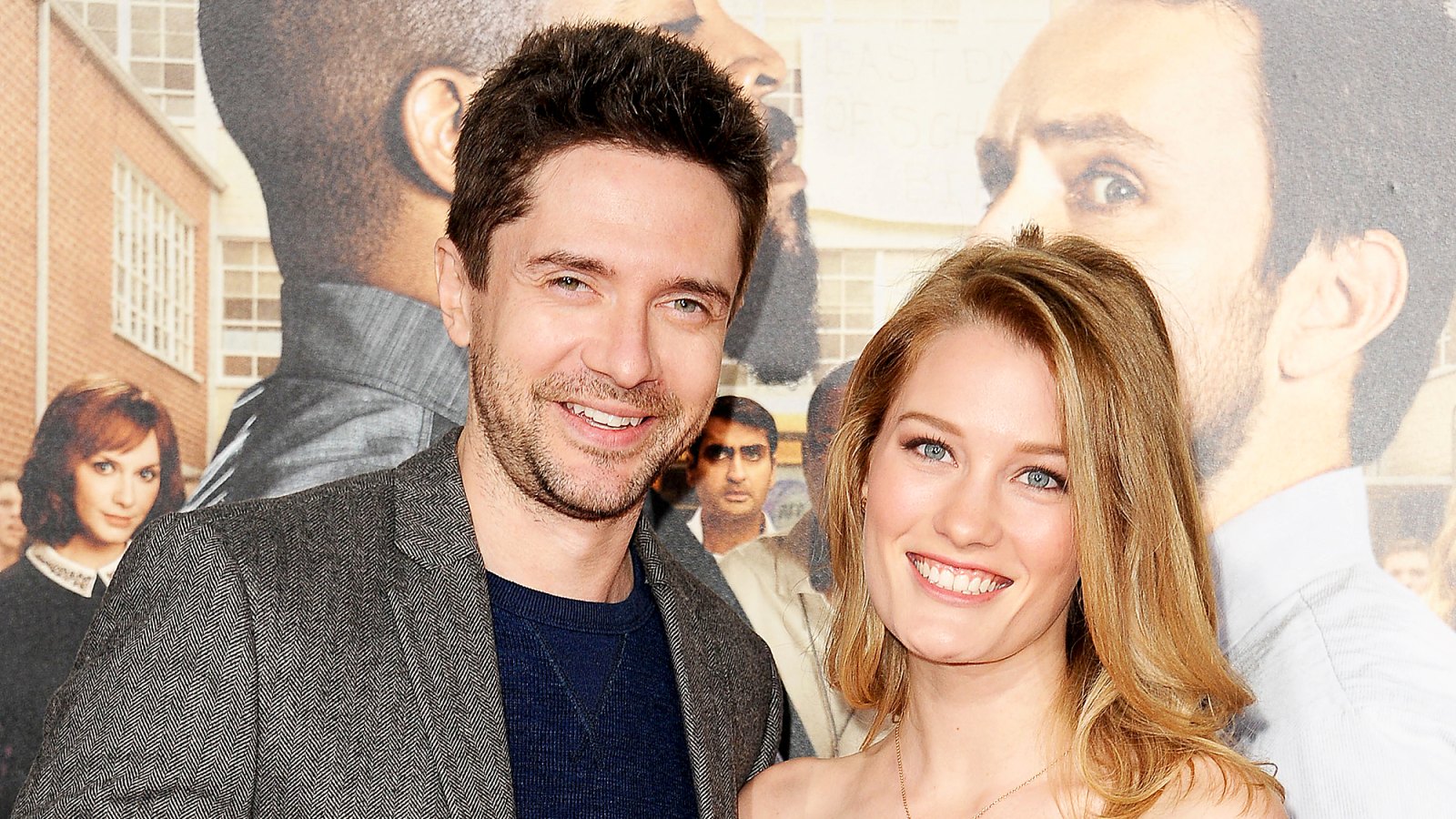 Topher Grace and wife Ashley Hinshaw attend the premiere of "Fist Fight" at Regency Village Theatre on February 13, 2017 in Westwood, California.