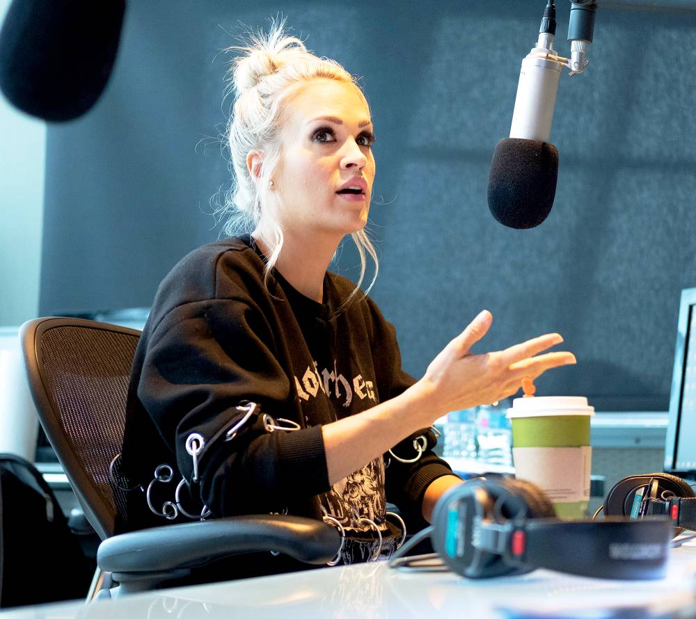 Carrie Underwood visits "The Highway" at SiriusXM Nashville Studios at Bridgestone Arena on April 19, 2018 in Nashville, Tennessee.