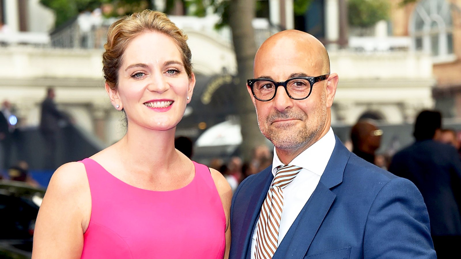 Stanley Tucci and Felicity Blunt attend the global 2017 premiere of "Transformers: The Last Knight" at Cineworld Leicester Square in London, England.