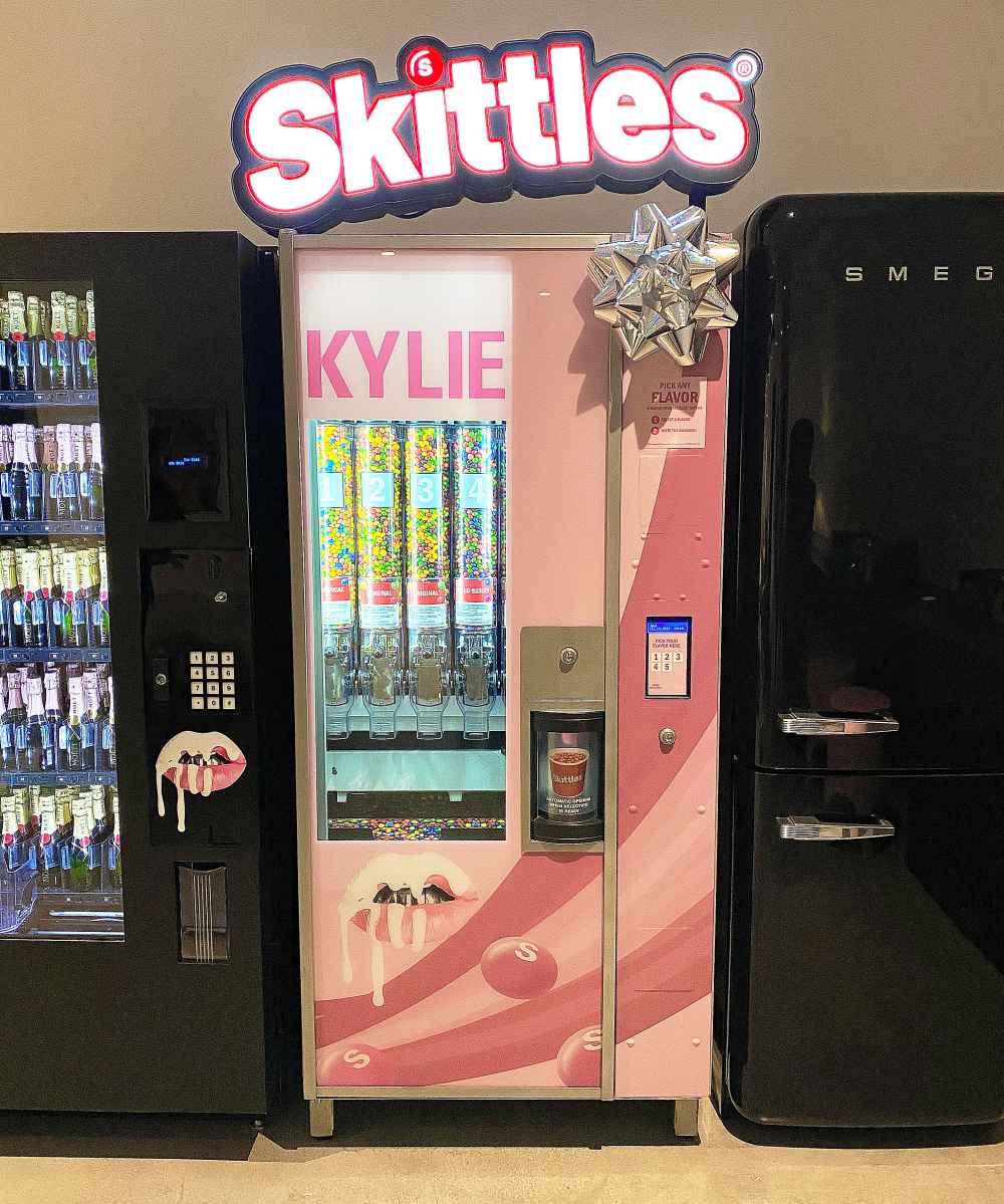 See Kylie Jenner One-of-a-Kind Skittles Vending Machine