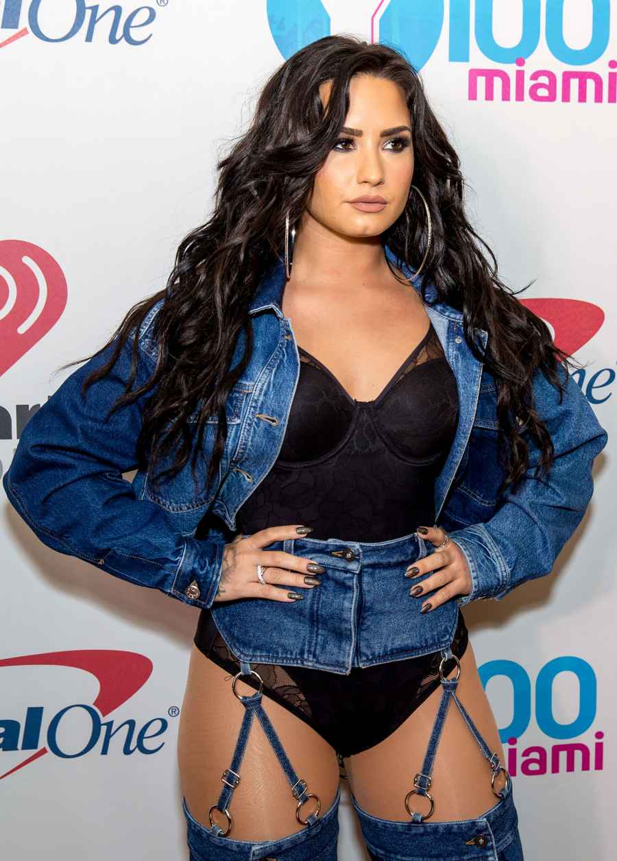 Stars Without Pants: See Which Celebs Are Showing Off Their Legs in Pantless Outfits-Demi Lovato Denim on Denim at Jingleball 2017