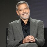George Clooney Smiling at the Camera in Gray suit