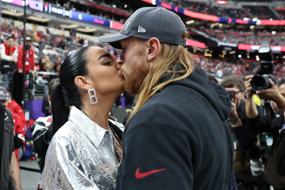 49ers George Kittle and Wife Claire Share Kiss Before 2024 Super Bowl