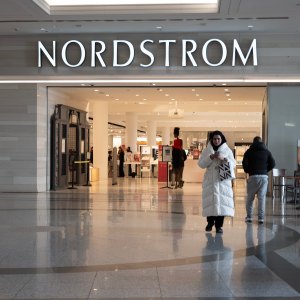 A sign marks the location of a Nordstrom store in a shopping mall on March 20, 2024 in Chicago, Illinois. Nordstrom stock jumped more than 10% recently after a report stated that the retailer is considering going private.