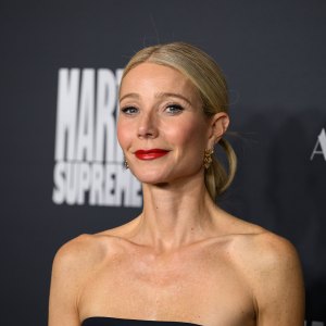 Gwyneth Paltrow at the "Marty Supreme" Los Angeles Premiere held at the Samuel Goldwyn Theatre on December 08, 2025 in Los Angeles, California.