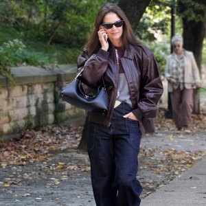 Katie Holmes is seen wearing Banana Republic while running errands on October 27, 2026 in New York City.