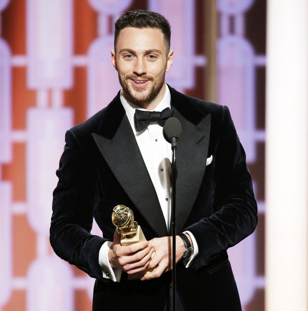 Aaron Taylor-Johnson accepts the award for Best Supporting Actor In A Motion Picture for his role in
