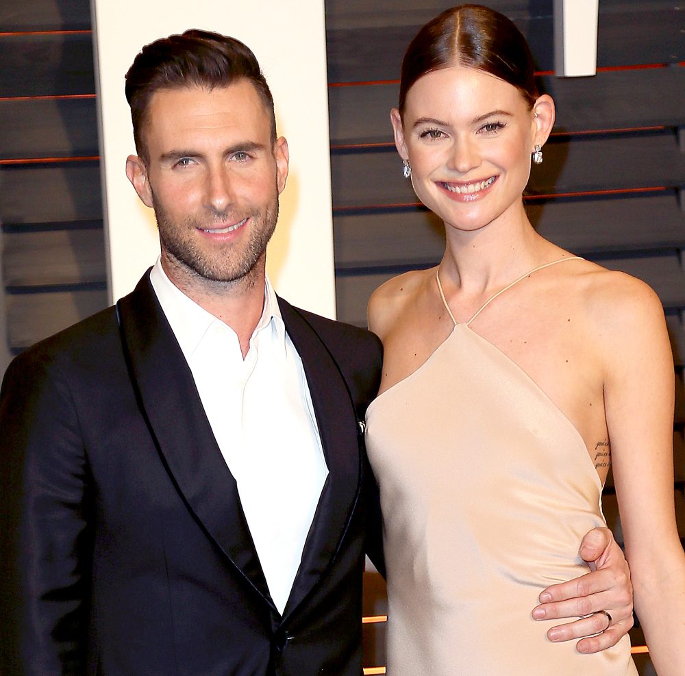 Adam Levine and Behati Prinsloo attend the 2015 Vanity Fair Oscar Party.