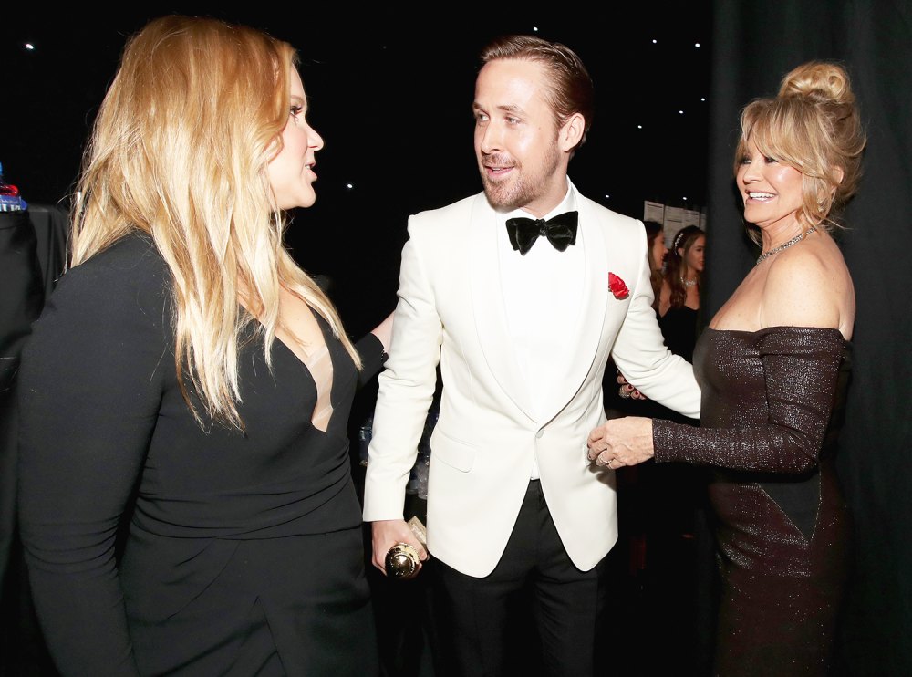 Amy Schumer, Ryan Gosling and Goldie Hawn at the 74th Annual Golden Globe Awards held at the Beverly Hilton Hotel on Jan. 8, 2017.