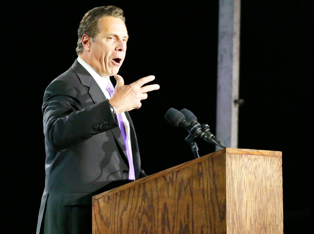 Andrew Cuomo speaks in support of Democratic presidential nominee Hillary Clinton during election night outside the Jacob K. Javits Convention Center in New York on November 8, 2016.