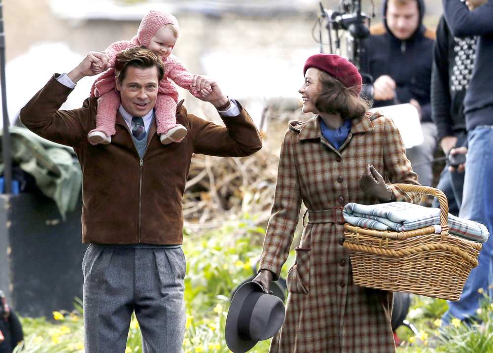 Brad Pitt and Marion Cotillard filming in London.