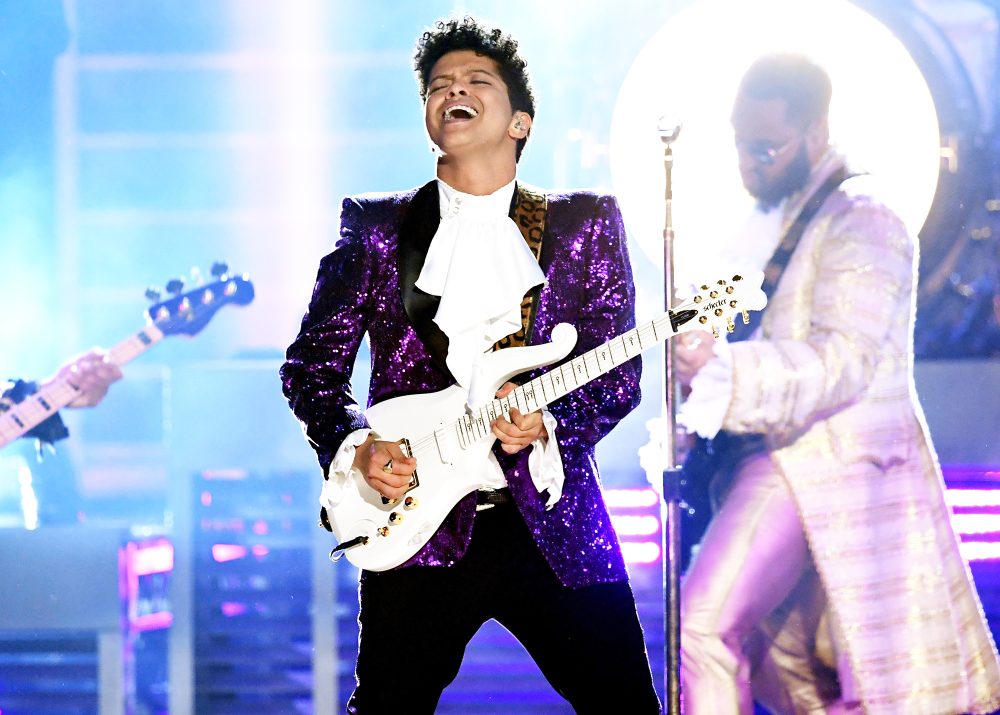 Bruno Mars performs onstage during The 59th GRAMMY Awards at STAPLES Center on February 12, 2017 in Los Angeles, California.