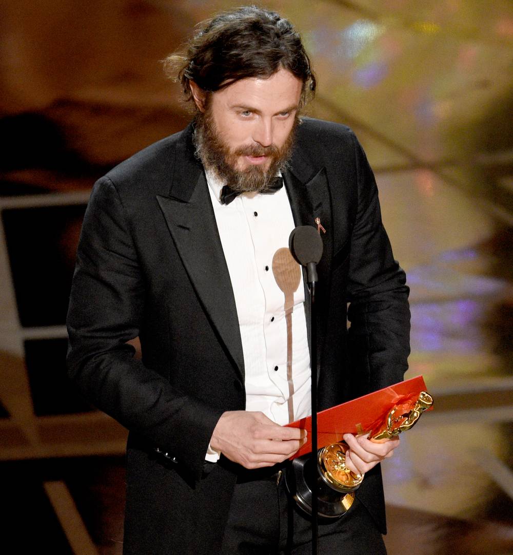 Casey Affleck accepts the award for best actor in a leading role for "Manchester by the Sea" at the Oscars on Sunday, Feb. 26, 2017, at the Dolby Theatre in Los Angeles.