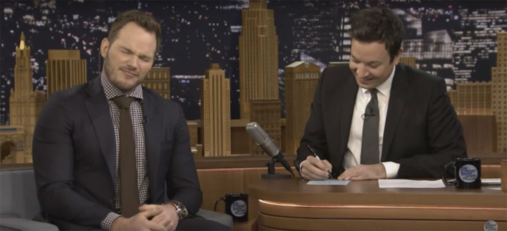 Chris Pratt tries to come up with some fun words for 'Mad Libs'