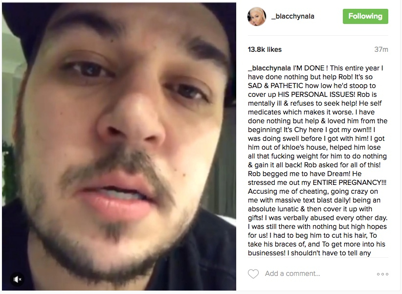 Blac Chyna wrote about her split from Rob Kardashian on Instagram and then deleted the post.