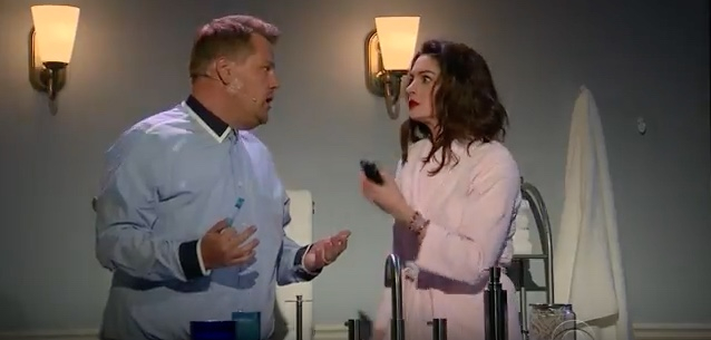 Anne Hathaway, James Corden Sing Romantic Comedy Soundtrack