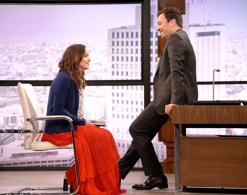 Dakota Johnson can't control her giggles on The Tonight Show with Jimmy Fallon