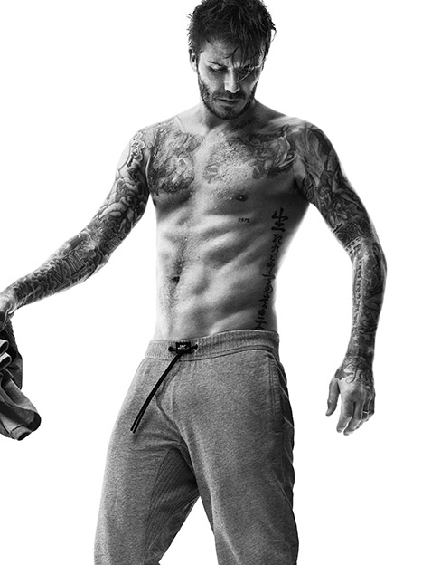 David Beckham no shirt