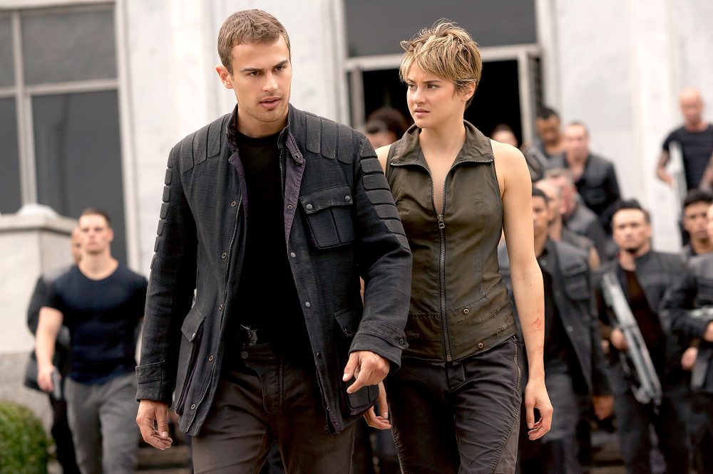 Theo James and Shailene Woodley in The Divergent Series.