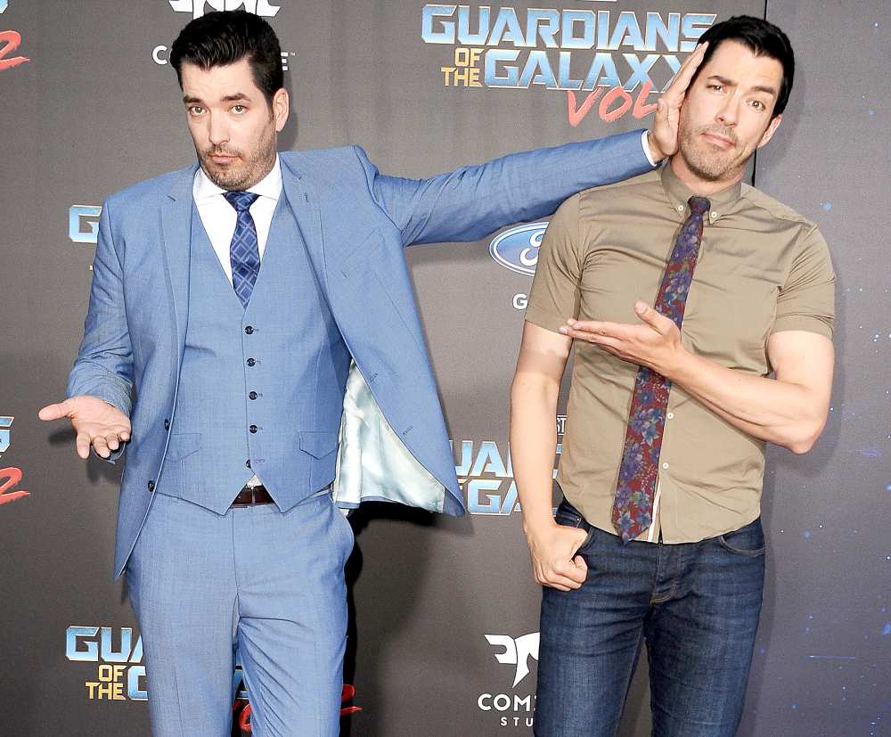 Jonathan Scott and Drew Scott attend the premiere of "Guardians of the Galaxy Vol. 2" at Dolby Theatre on April 19, 2017 in Hollywood, California.