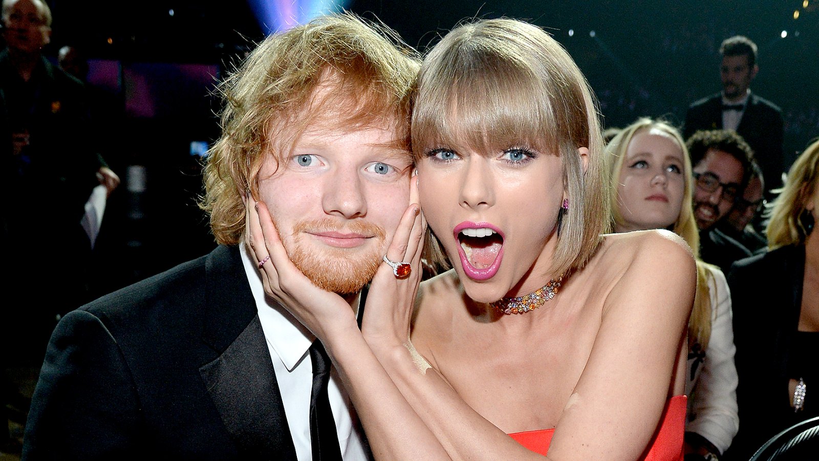Ed Sheeran and Taylor Swift attend The 58th GRAMMY Awards at Staples Center on February 15, 2016 in Los Angeles, California.
