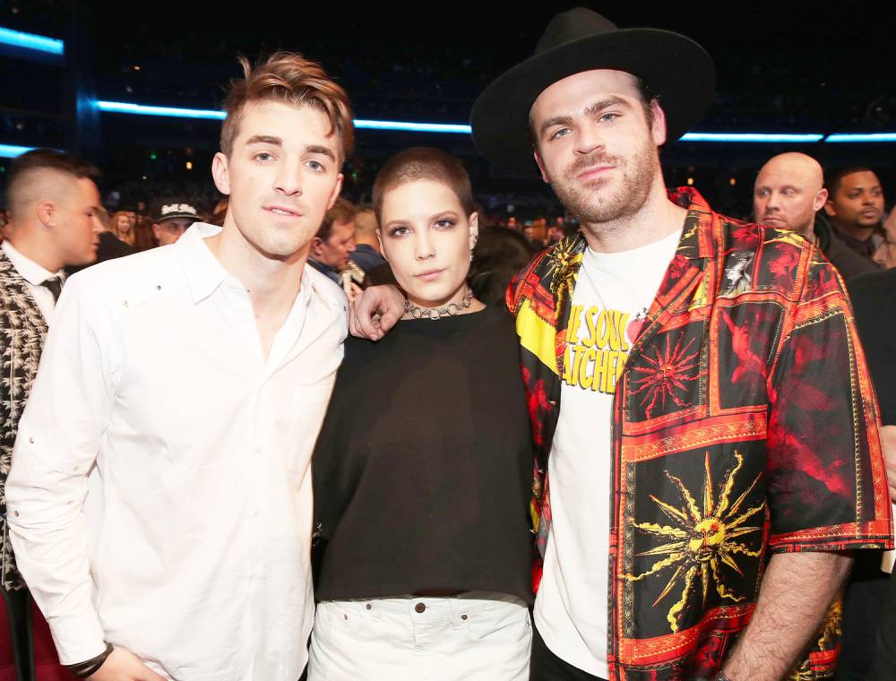 Drew Taggart of The Chainsmokers, singer Halsey and singer Alex Pall of The Chainsmokers attend the 2016 American Music Awards at Microsoft Theater on November 20, 2016 in Los Angeles, California.