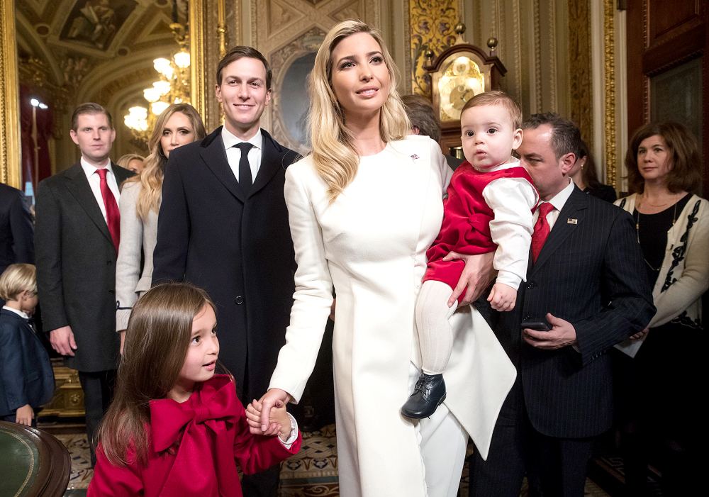 Ivanka Trump, with her husband Jared Kushner and their children, depart after her father President Donald Trump formally signed his cabinet nominations into law, in the President's Room of the Senate, at the Capitol in Washington, January 20, 2017.