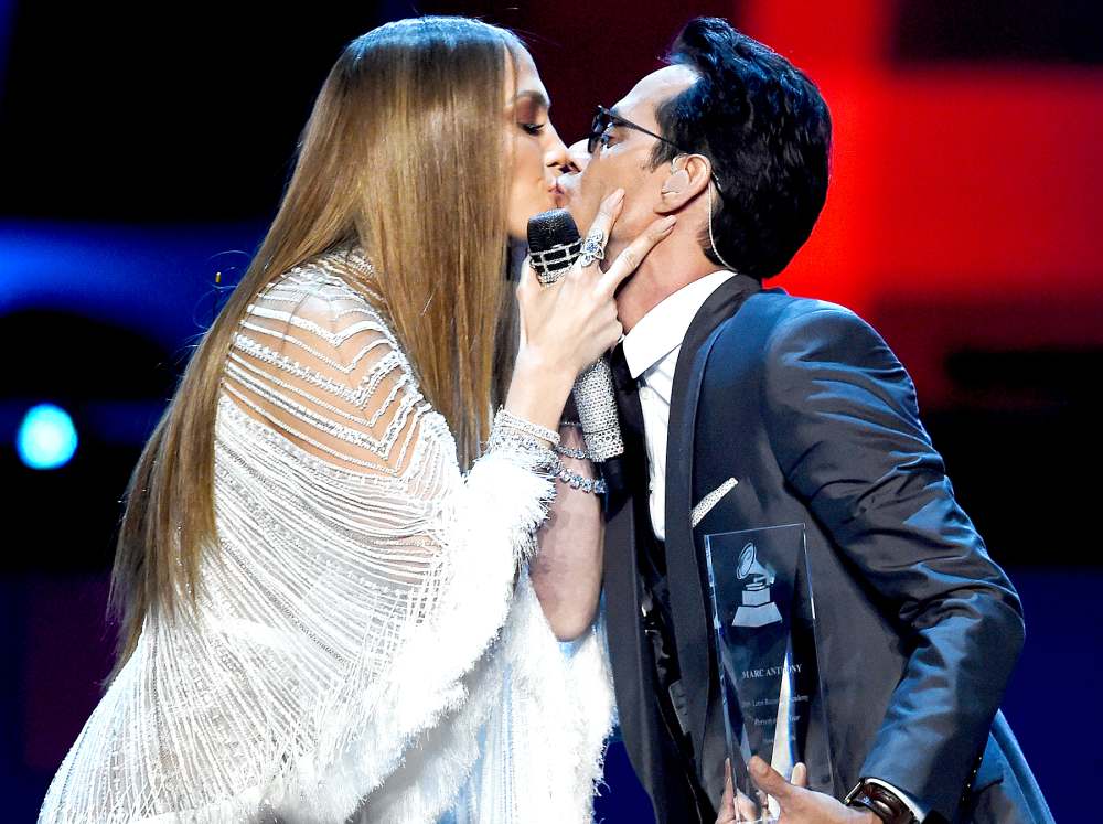 Jennifer Lopez and Marc Anthony speak onstage during The 17th Annual Latin Grammy Awards at T-Mobile Arena on November 17, 2016 in Las Vegas, Nevada.