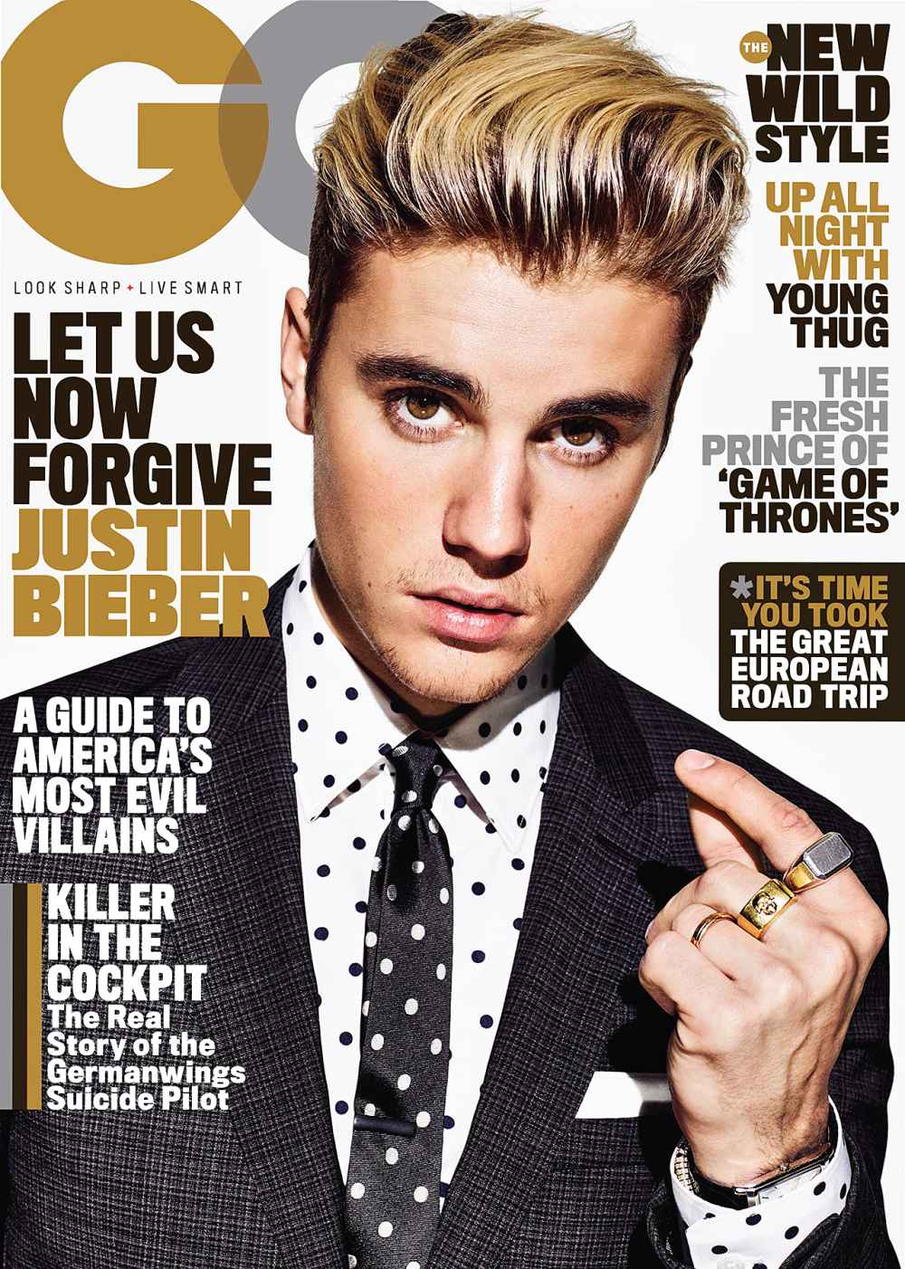 Justin Bieber on the cover of 'GQ'