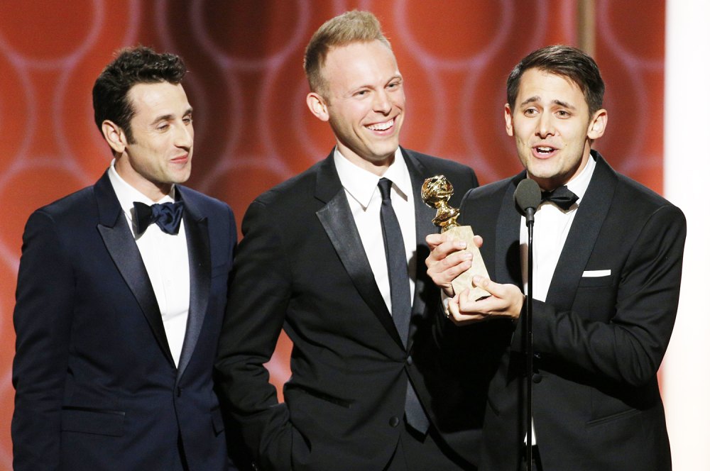 Justin Hurwitz, Benj Pasek and Justin Paul accept the award for Best Original Song- Motion Picture for