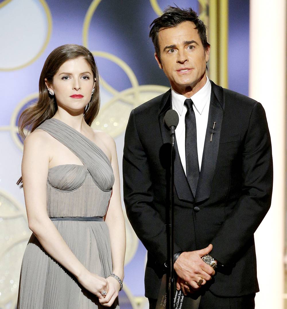 Anna Kendrick and Justin Theroux onstage during the 74th Annual Golden Globe Awards at The Beverly Hilton Hotel on January 8, 2017 in Beverly Hills, California.