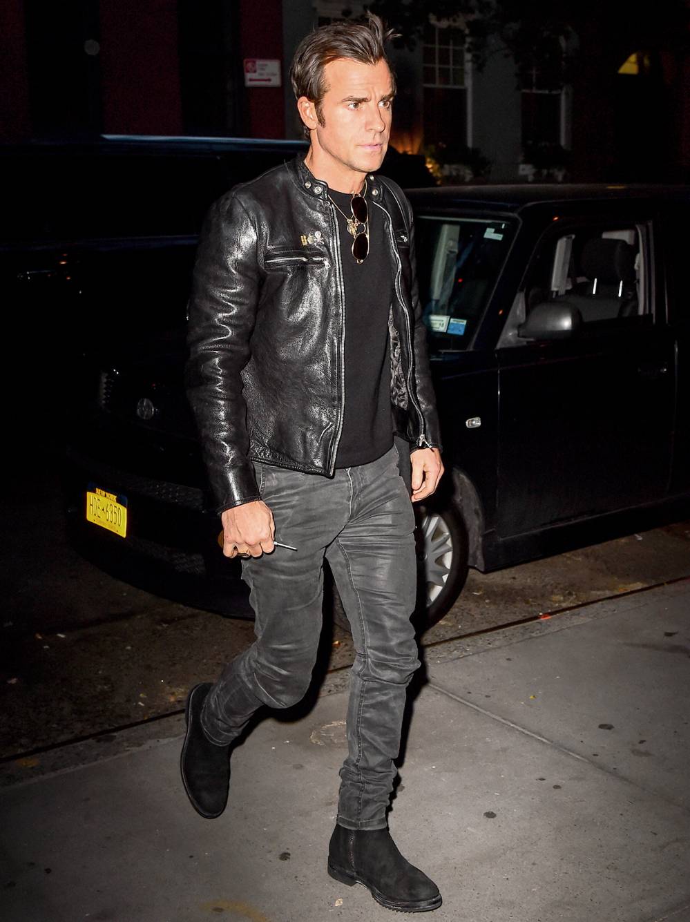 Justin Theroux is seen walking in Soho on September 26, 2016 in New York City.