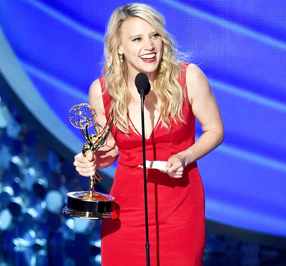 Kate McKinnon accepts Outstanding Supporting Actress in a Comedy Series for 'Saturday Night Live' on stage during the 68th Annual Primetime Emmy Awards.