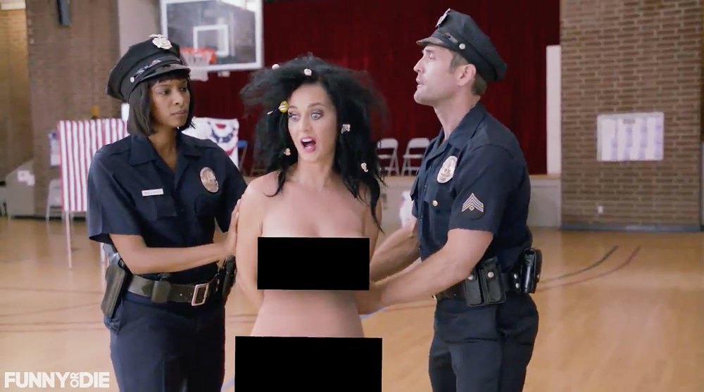 Katy Perry takes her clothes off for skit to encourage people to vote