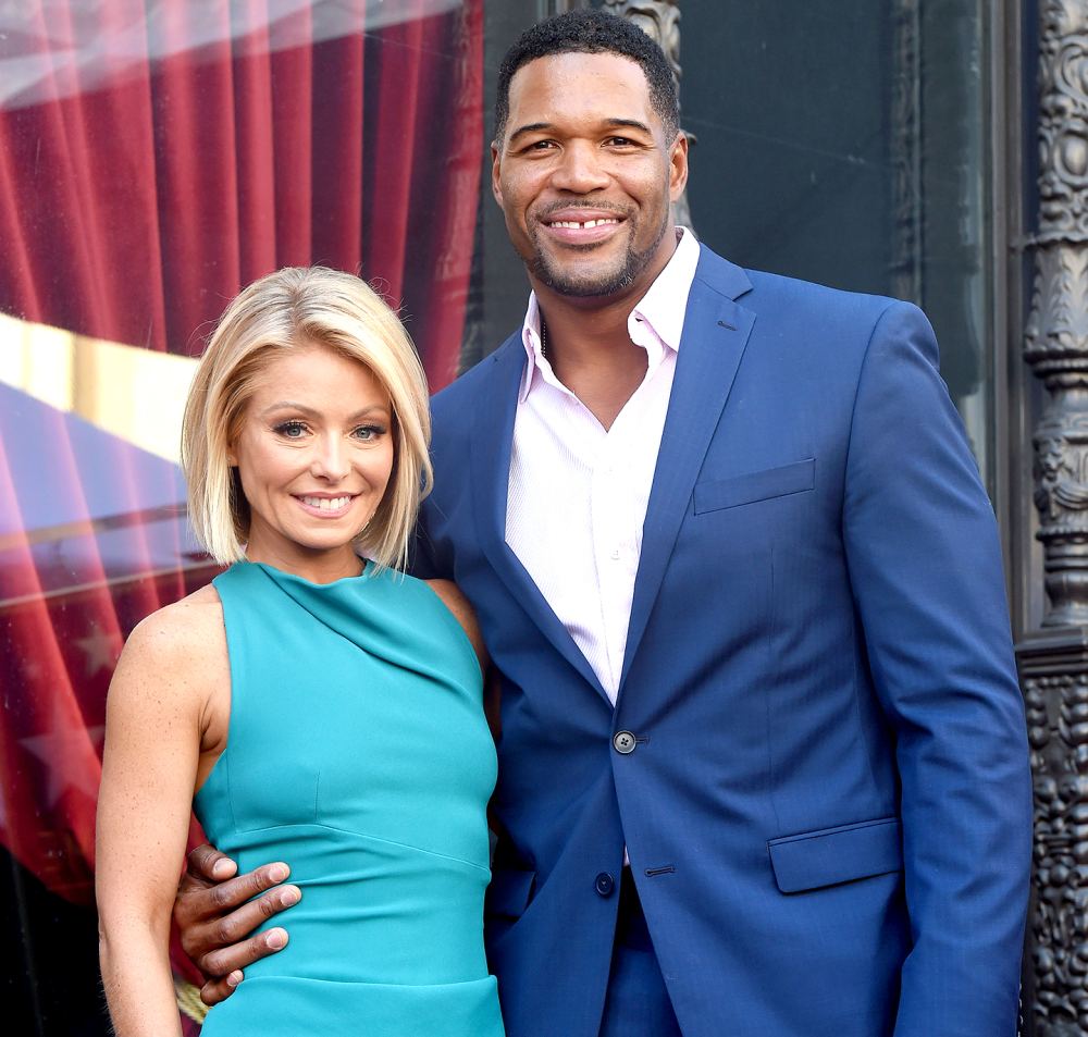 Kelly Ripa and Michael Strahan attend the ceremony honoring Kelly Ripa with a star on the Hollywood Walk of Fame on October 12, 2015.