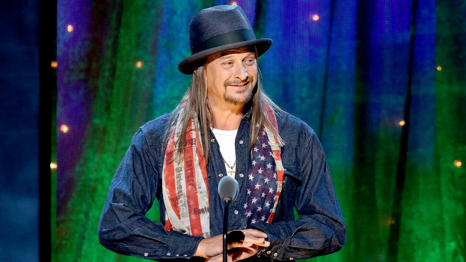 Kid Rock inducts Cheap Trick at the 31st Annual Rock And Roll Hall Of Fame Induction Ceremony at Barclays Center on April 8, 2016 in New York City.