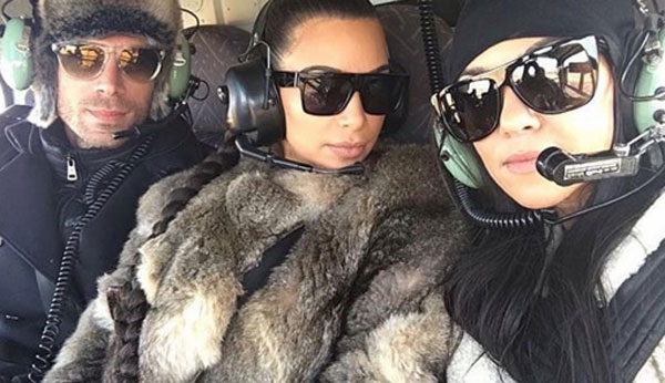 Kim and Kourtney Kardashian before their emergency landing