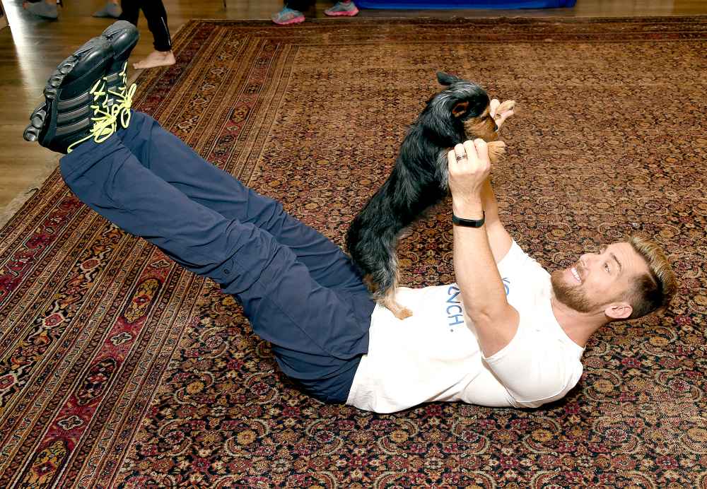 Lance Bass with his dog Dale at Natural Balance Pet Foods announce new formula with Lance Bass and Downward Dogs - Literally - at The DEN Meditation on August 23, 2017 in Los Angeles, California.