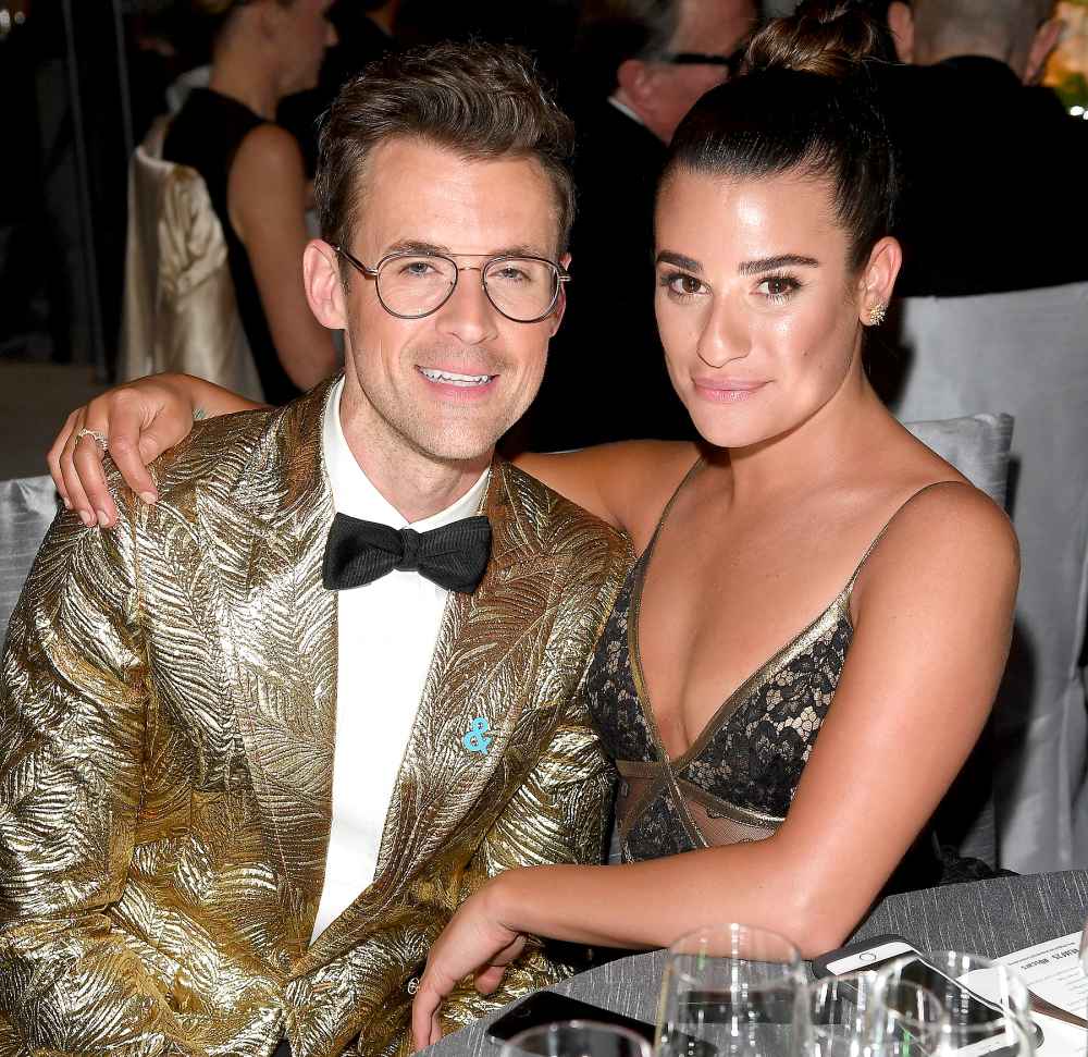 Lea Michele (R) and Brad Goreski attend Bulgari at the 25th Annual Elton John AIDS Foundation's Academy Awards Viewing Party at on February 26, 2017 in Los Angeles, California.