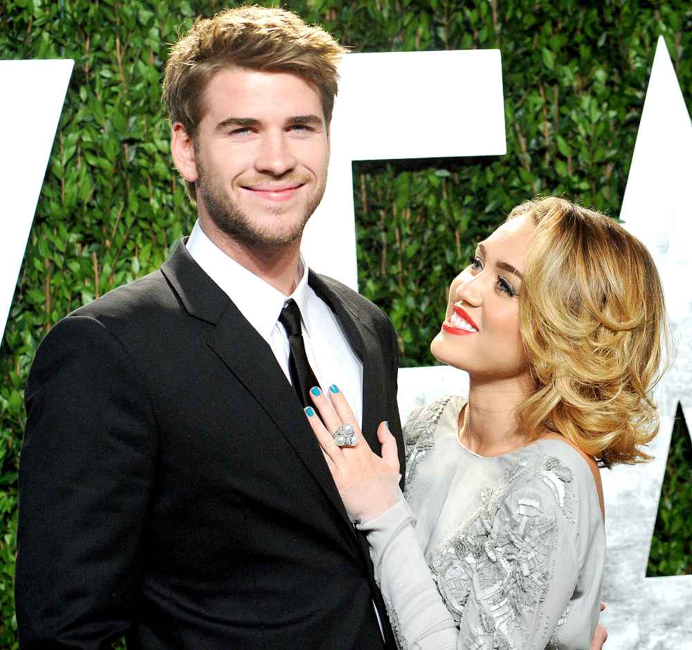 Liam Hemsworth and Miley Cyrus attend the 2012 Vanity Fair Oscar Party.