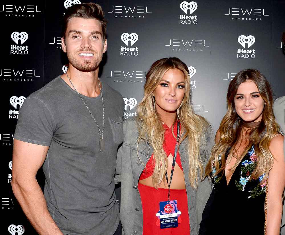 Luke Pell, Becca Tilley and JoJo Fletcher arrive at the iHeartRadio Music Festival afterparty at Jewel Nightclub at the Aria Resort & Casino on September 24, 2016, in Las Vegas.