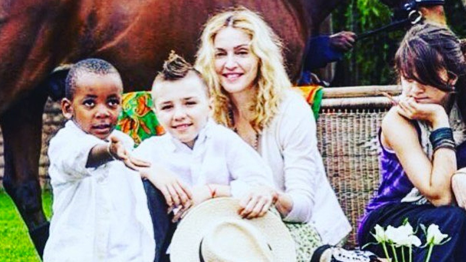 Madonna with David, Rocco and Lourdes in Malawi