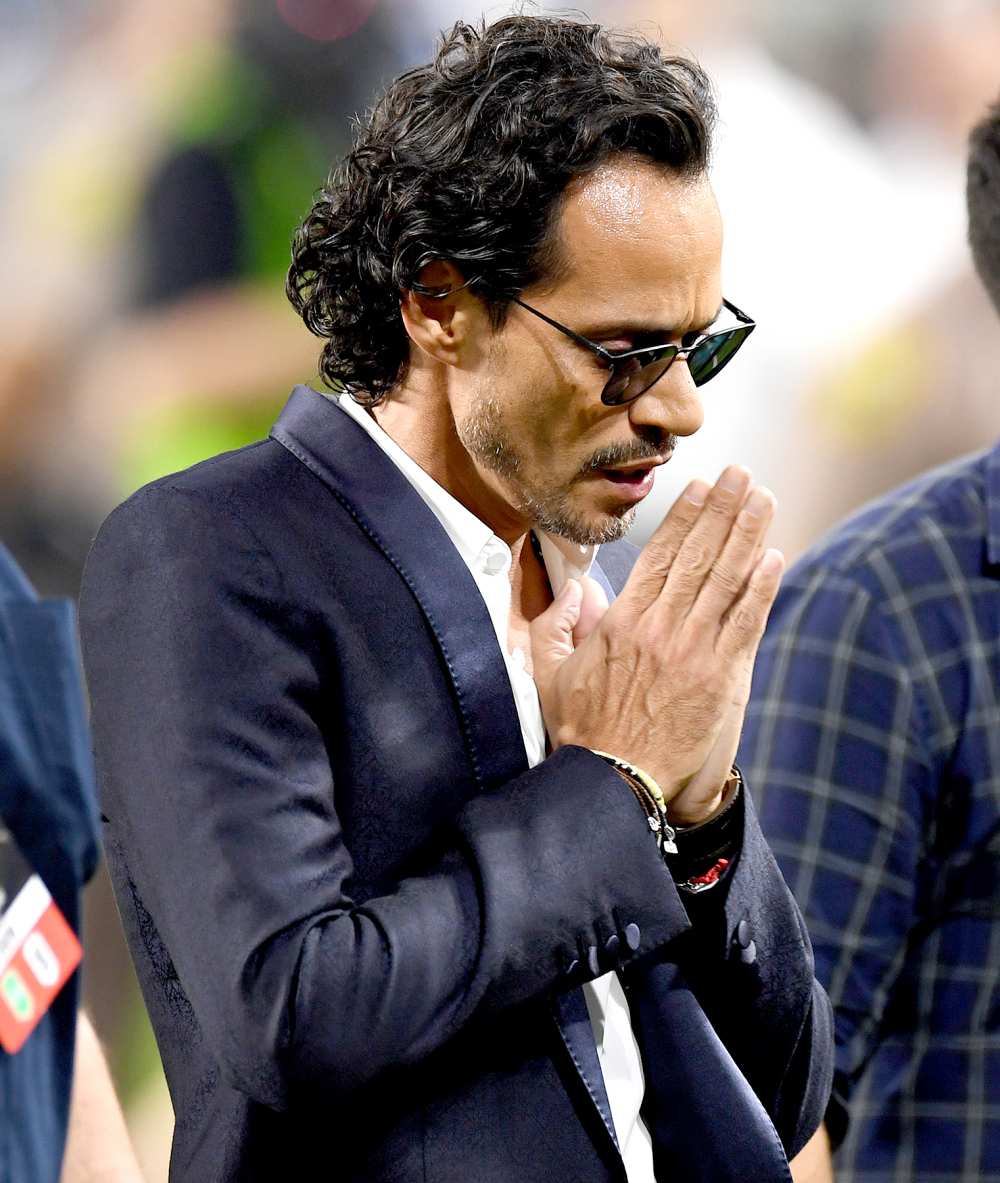 Marc Anthony performs during half time as Barcelona Vs Real Madrid at the International Champions Cup friendly match at Hard Rock Stadium on July 29, 2017.