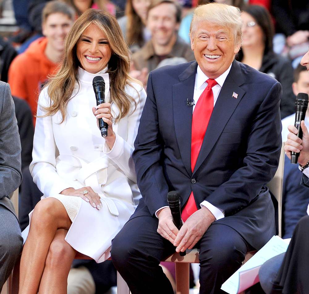 Donald Trump and wife Melania Trump attend NBC's Today Trump Town Hall at Rockefeller Plaza on April 21, 2016 in New York City.