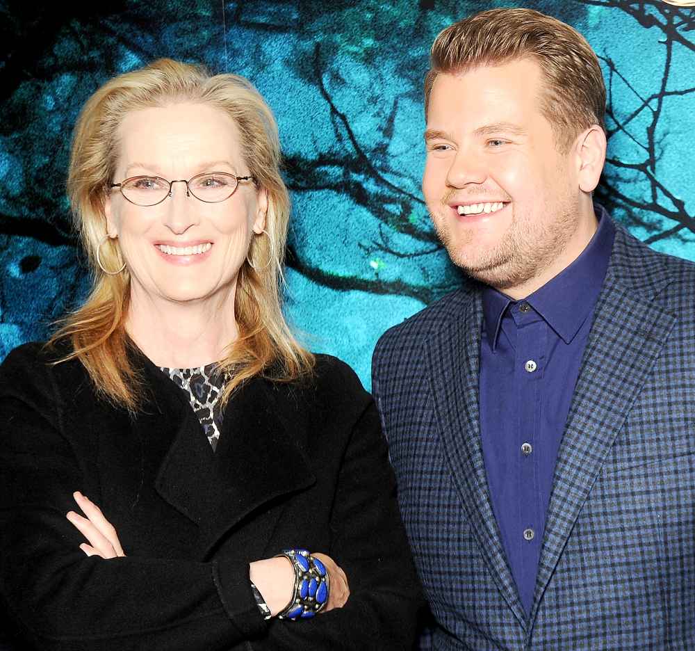 Meryl Streep and James Corden attend a photocall for "Into the Woods" at Corinthia Hotel London on January 7, 2015 in London, England.